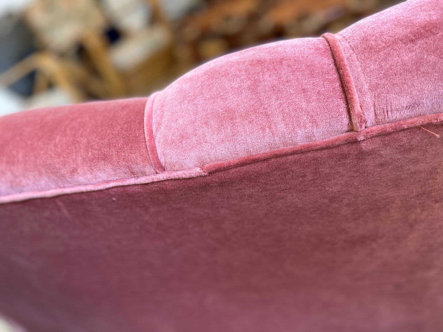 Sculptural Pink Velvet Sofa