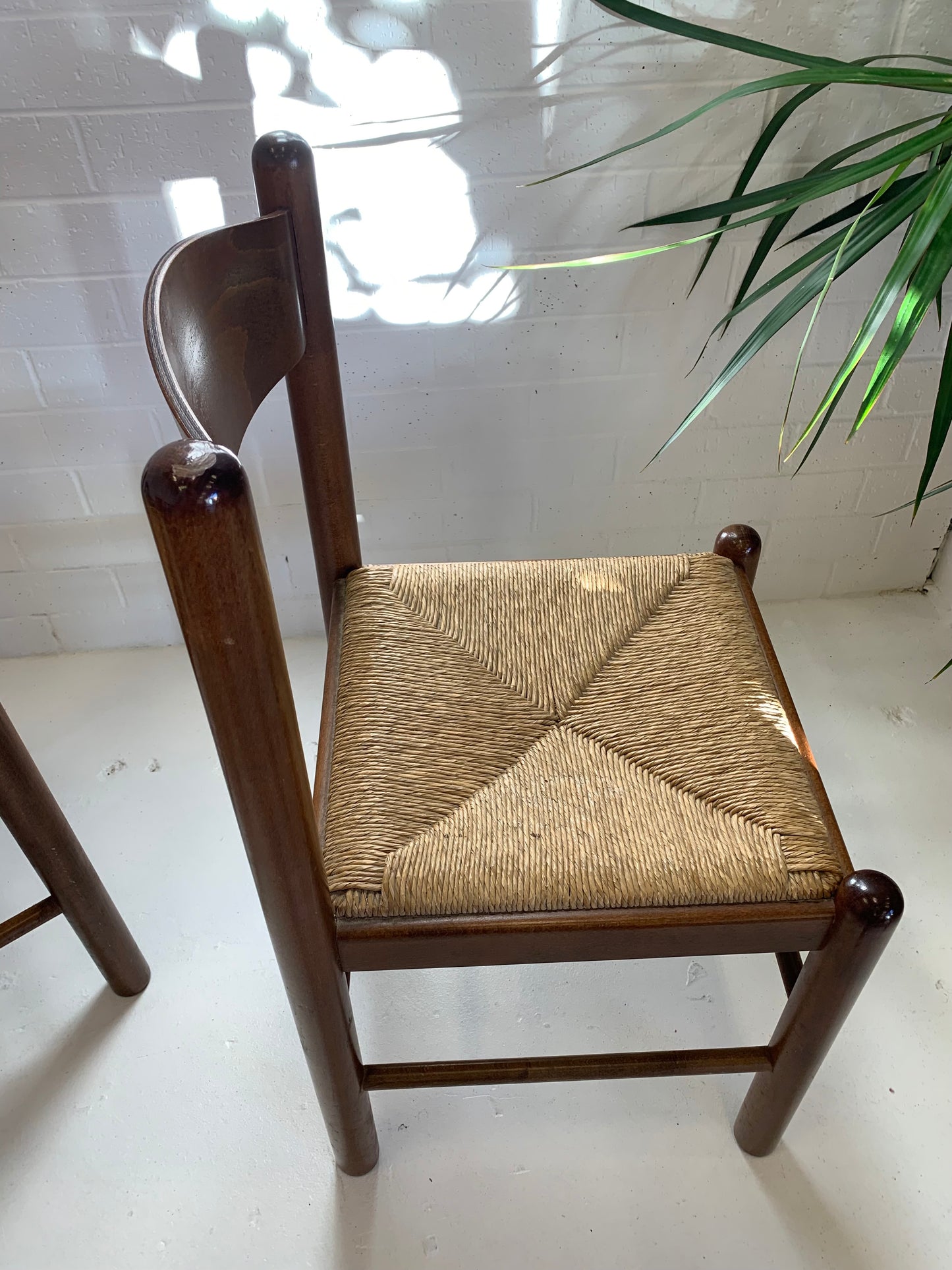 Vintage Timber Rush Dining Chairs - Eight Available