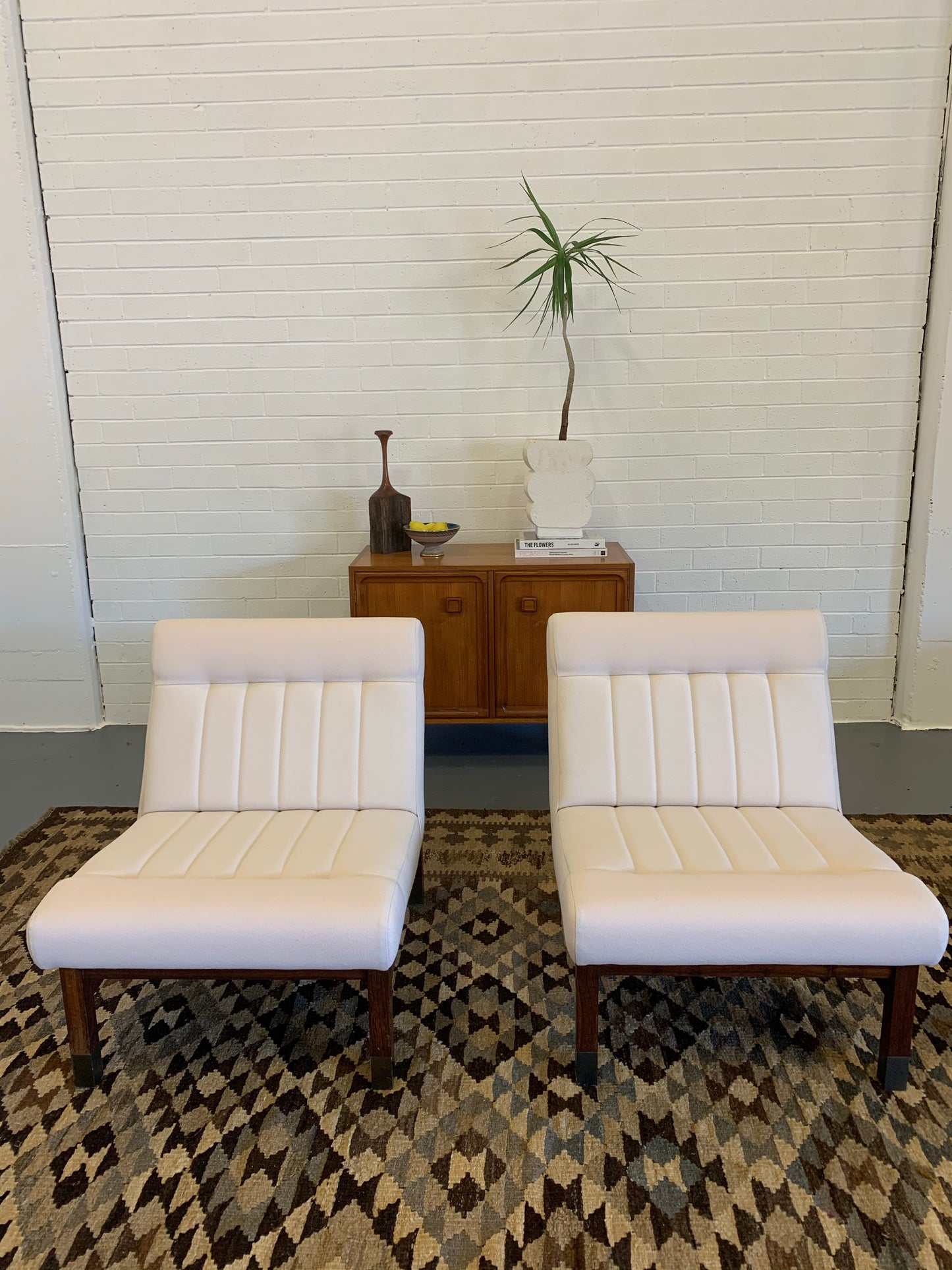Mid Century European Armchair Reupholsteted in Cream Boucle
