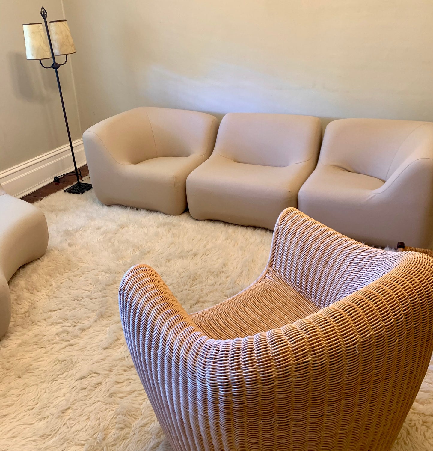 Featherston Numero VII Modular Sofa Reupholstered in Soft Wool