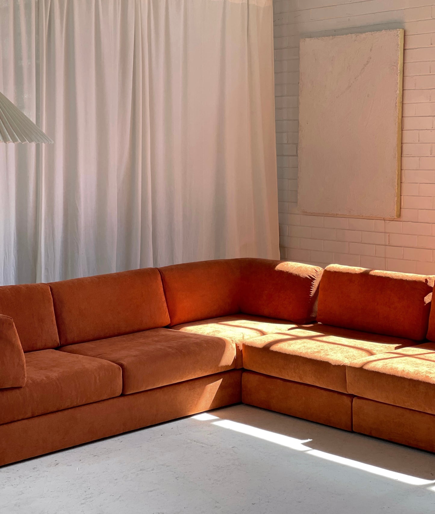 Rust Corduroy Vintage Modular Sofa