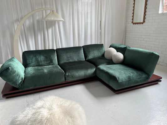 - Low Green Velvet Modular Sofa Set