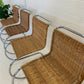Vintage Cantilever Wicker and Chrome Dining Chairs