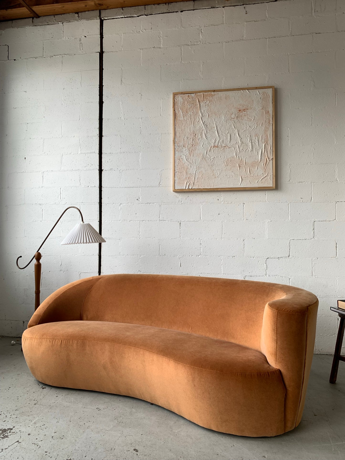 Bespoke Curved Sofa in Ginger Velvet