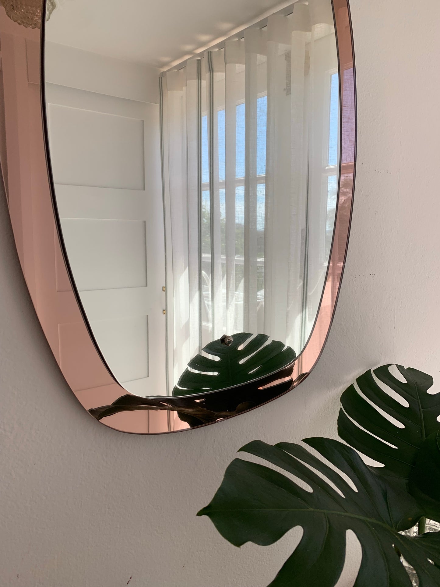 Italian 1950’s Pink Glass Mirror