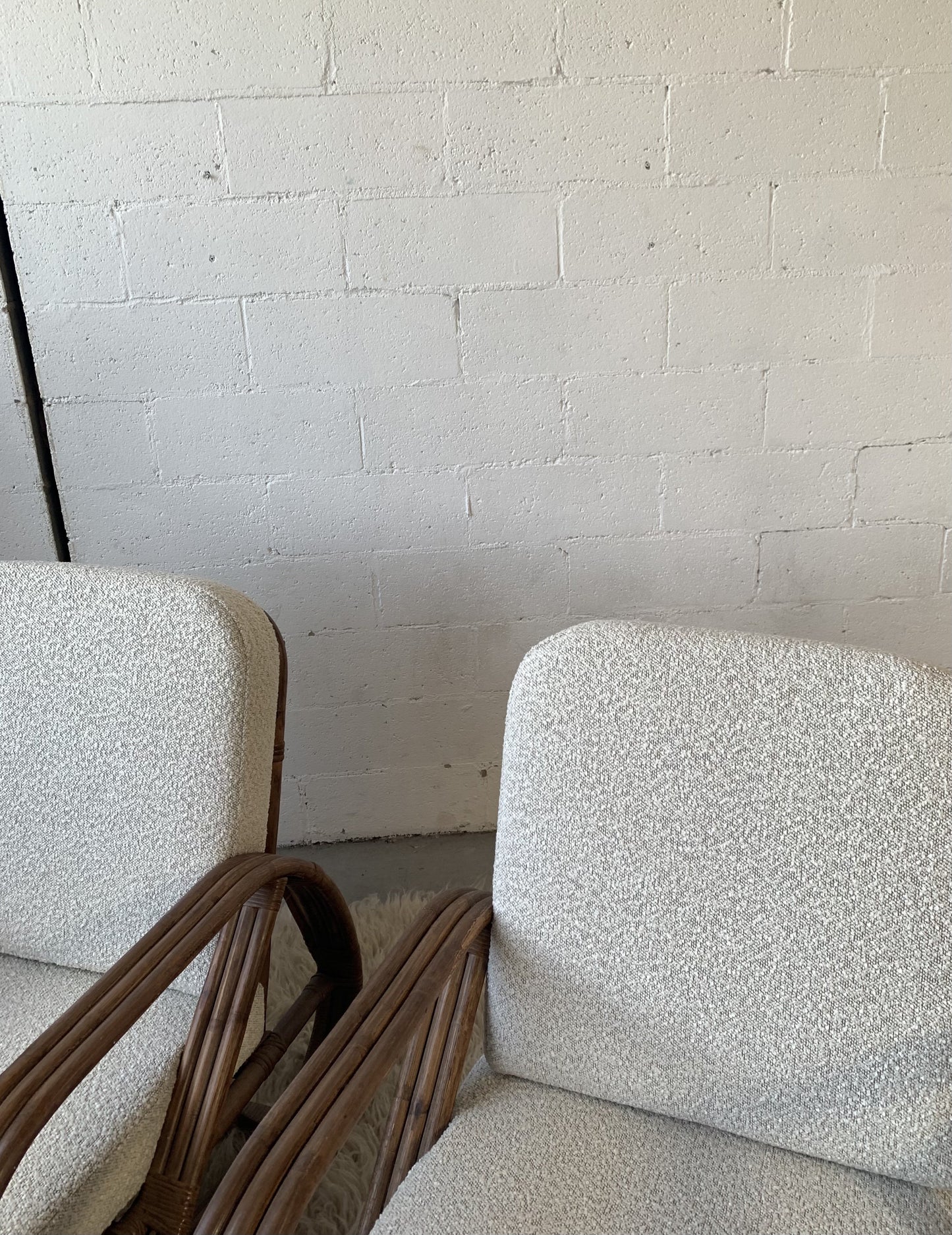 Classic Cane Pretzel Chair in Boucle - Two Available