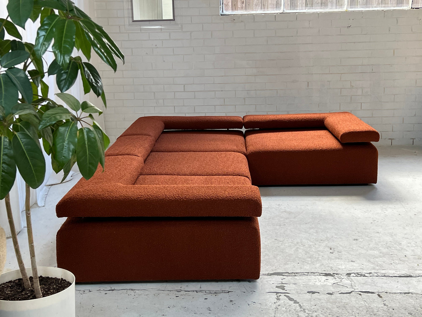 Large Bespoke Rust Boucle Modular Sofa
