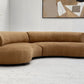 Curved Dark Caramel Chambray Velvet Sofa