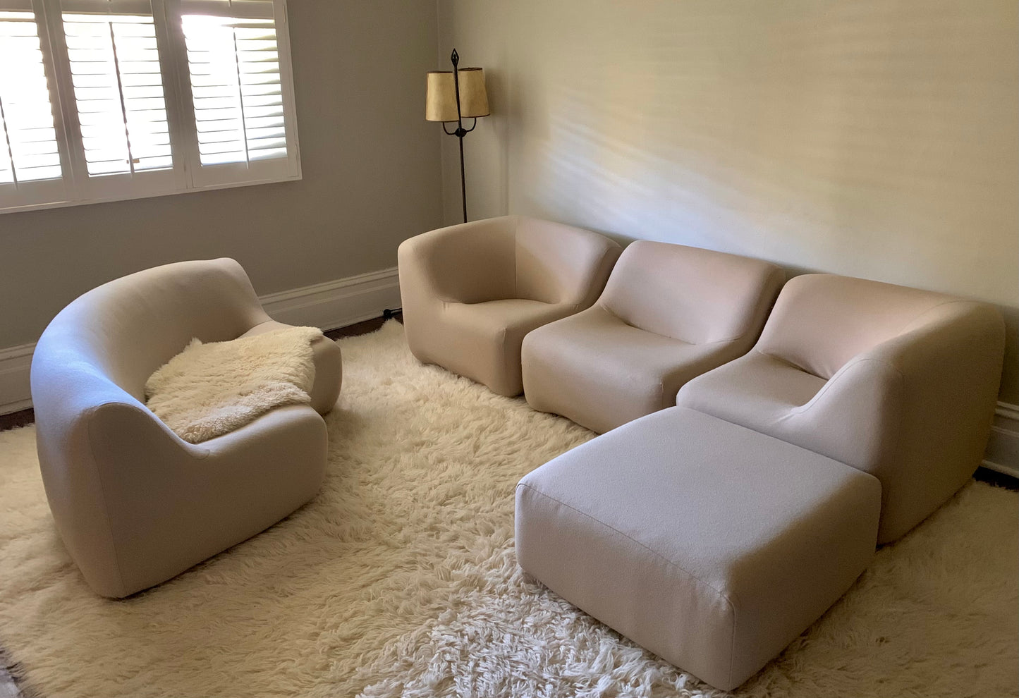 Featherston Numero VII Modular Sofa Reupholstered in Soft Wool