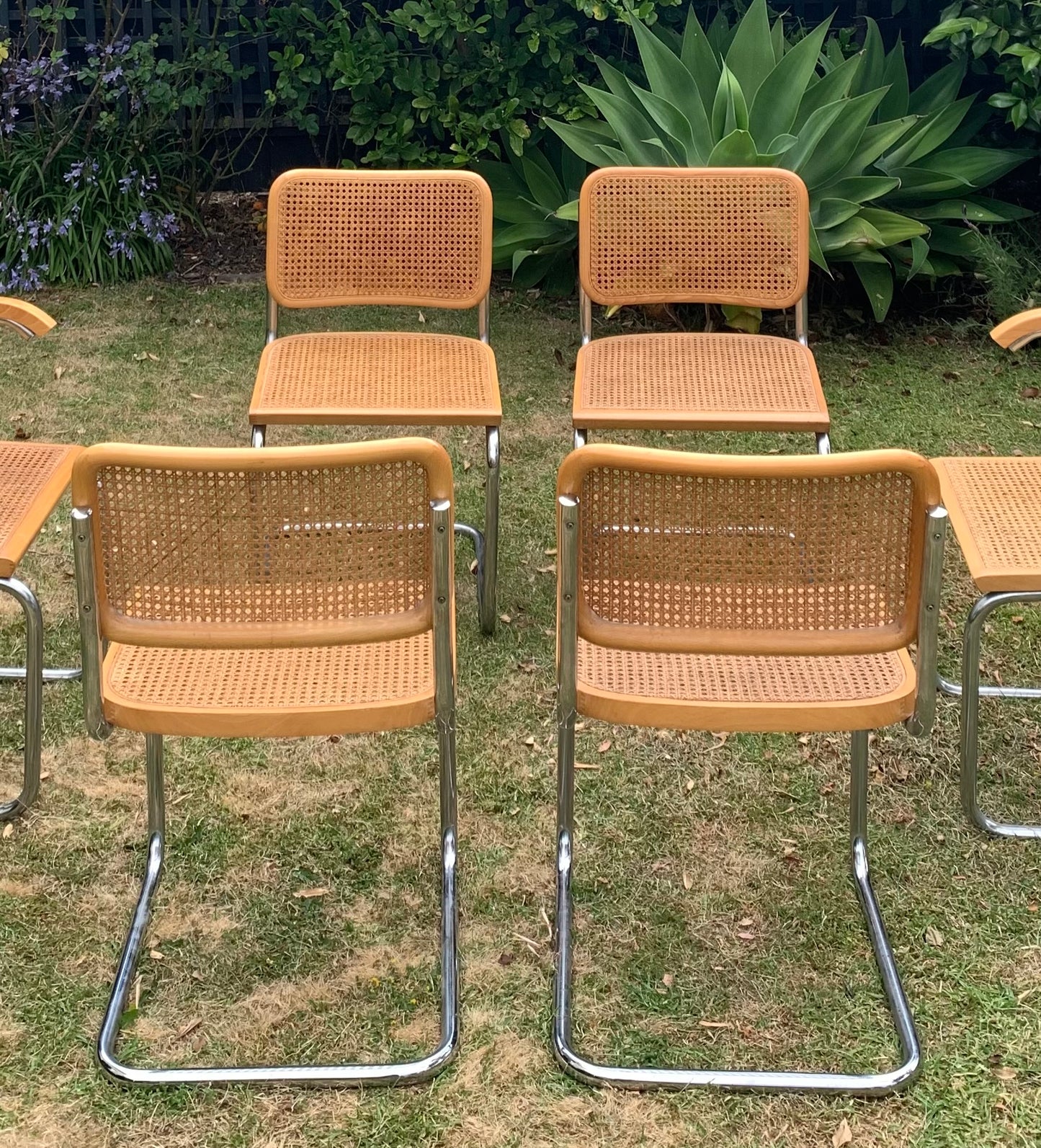 Set of 6 Marcel Breuer Cesca B32 Dining Chairs, Made in Italy