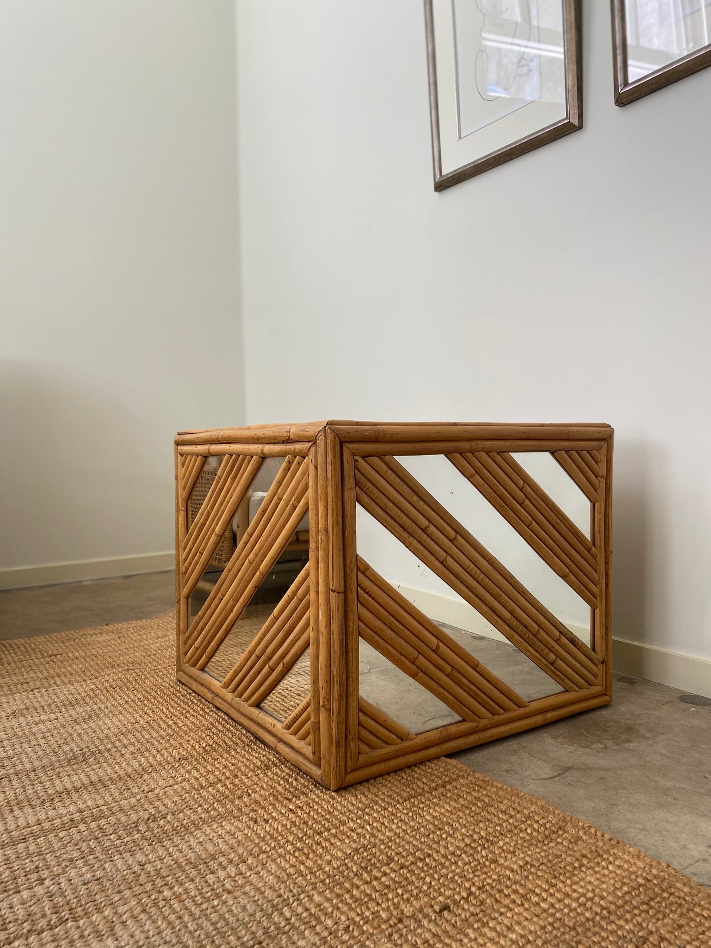 Cane Cube Side Table