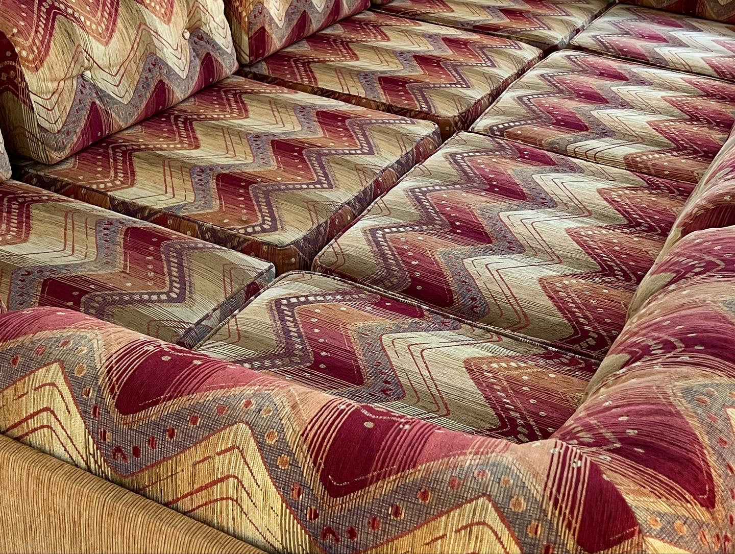 Vintage 9 Piece Geometric Corduroy Modular Sofa & Ottoman (Set)