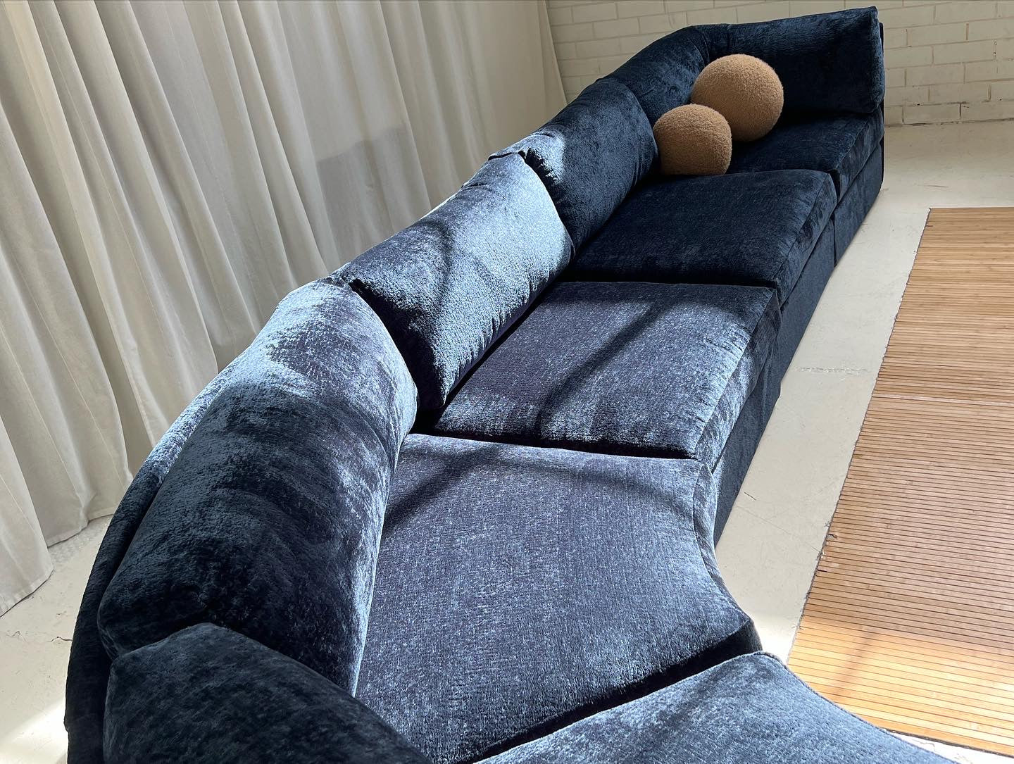 - Bespoke Curved Midnight Chenille Modular Sofa