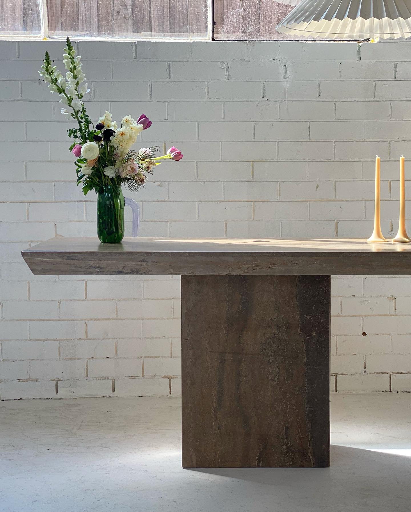 Brutalist Travertine Hall table