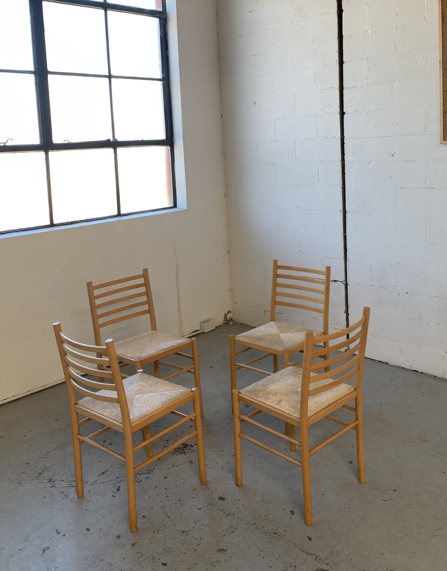 Set of Four Rush Dining Chairs