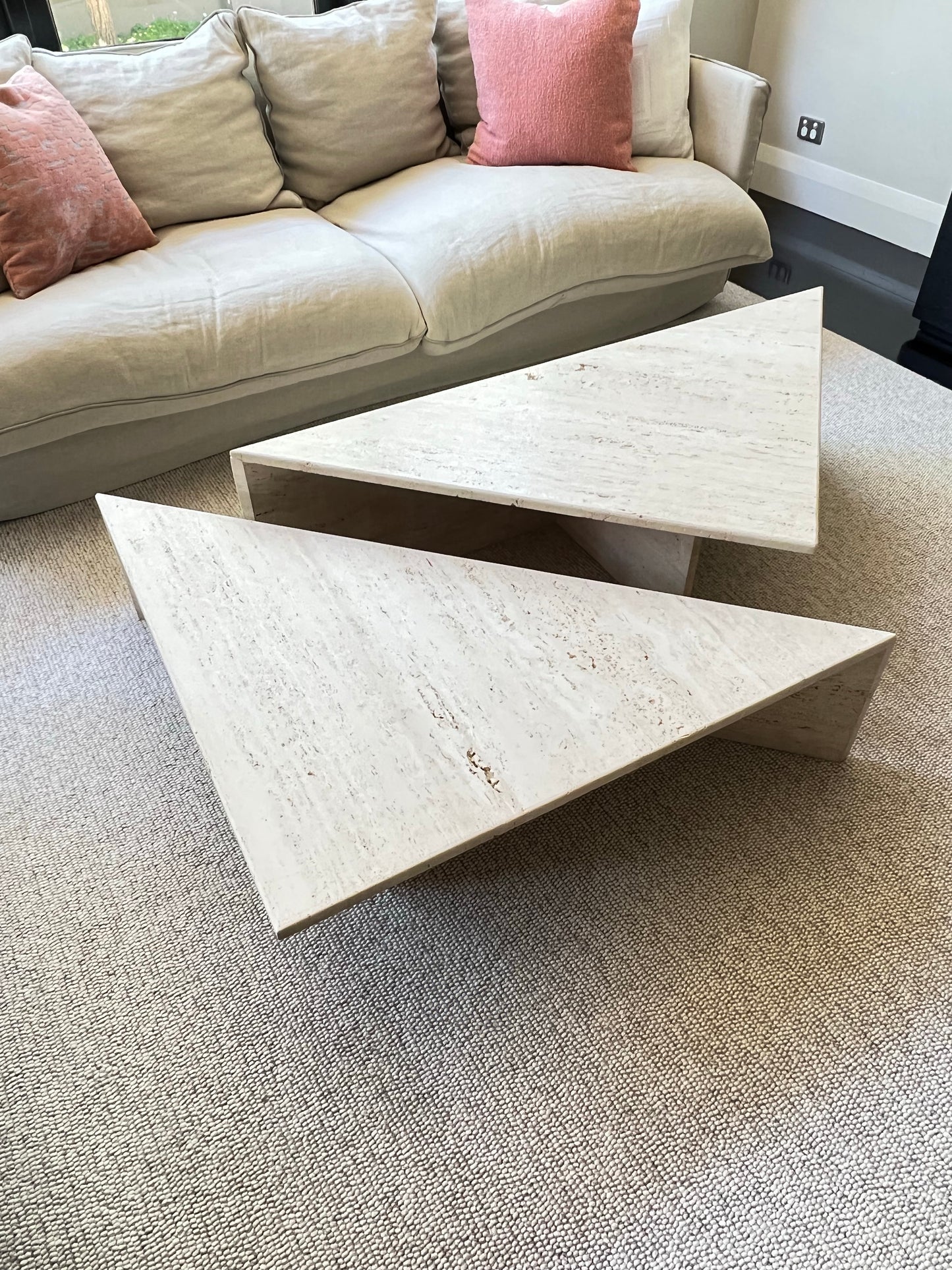 Vintage Italian Split Unfilled Travertine Coffee Table