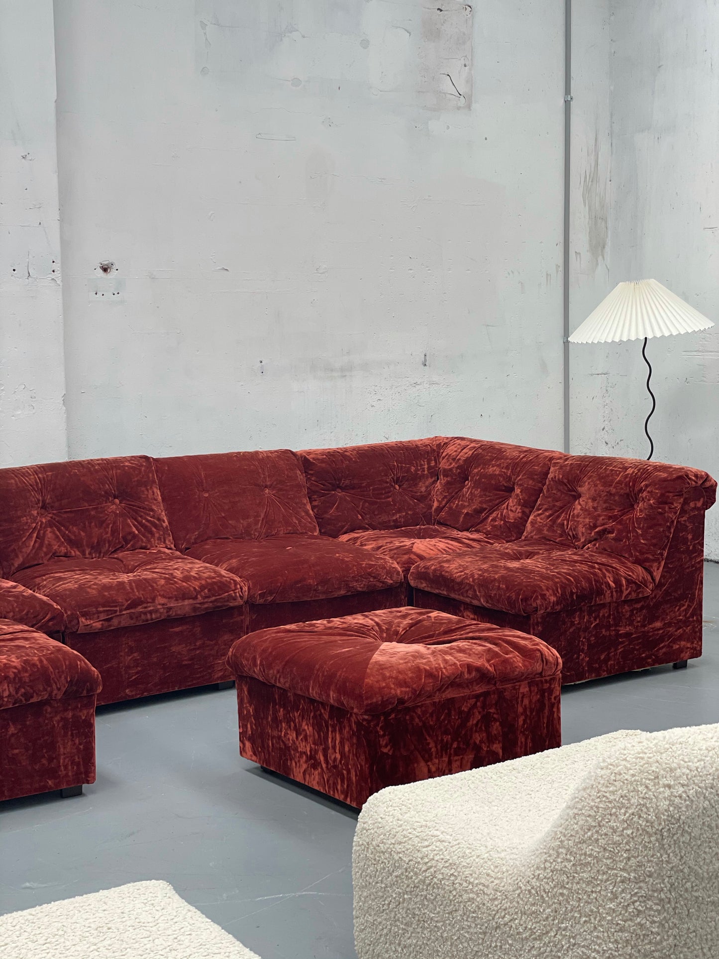 Vintage Velvet Modular Sofa - Seven Piece Set