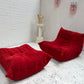 Vintage Ligne Roset Togo Fireside & Ottoman Set - Red Suede