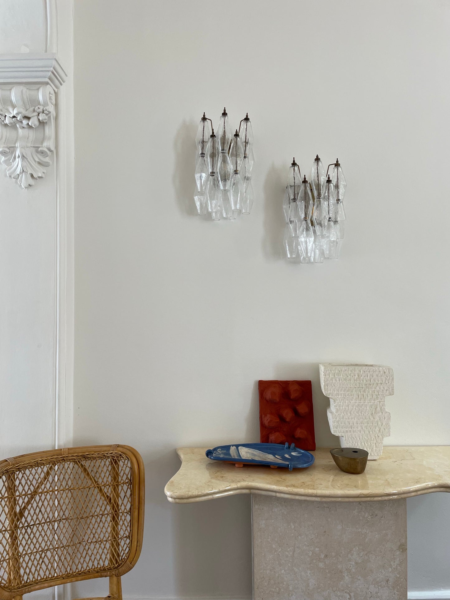 Vintage Creamy Pink Stone Console