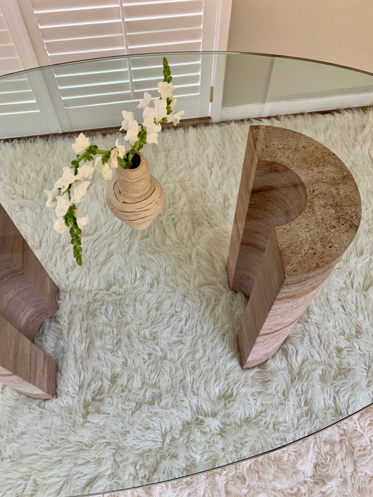 Rare Pink Travertine Table