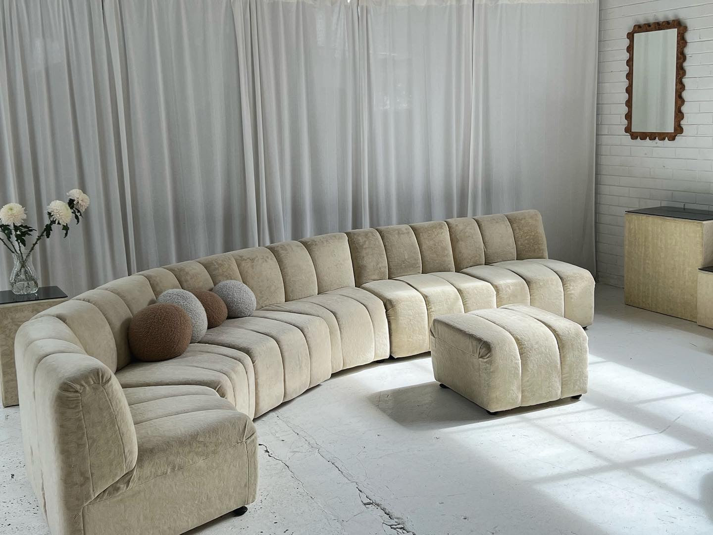 - Soft Cream Curved Modular Sofa Set