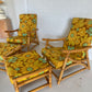 Bamboo Reclining Armchair and Foot Stool - Two Available