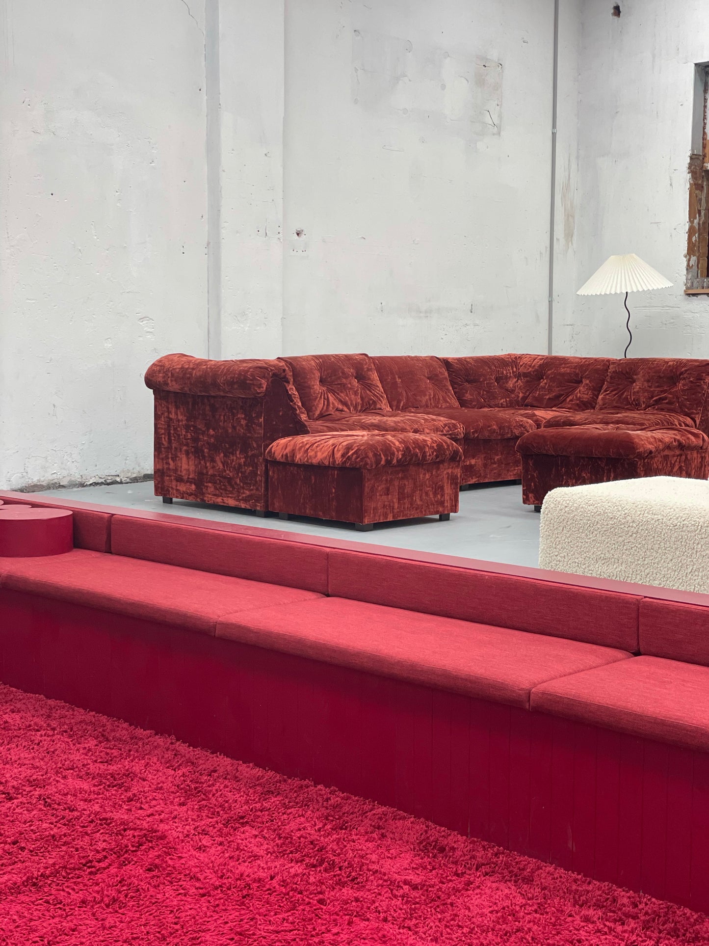 Vintage Velvet Modular Sofa - Seven Piece Set