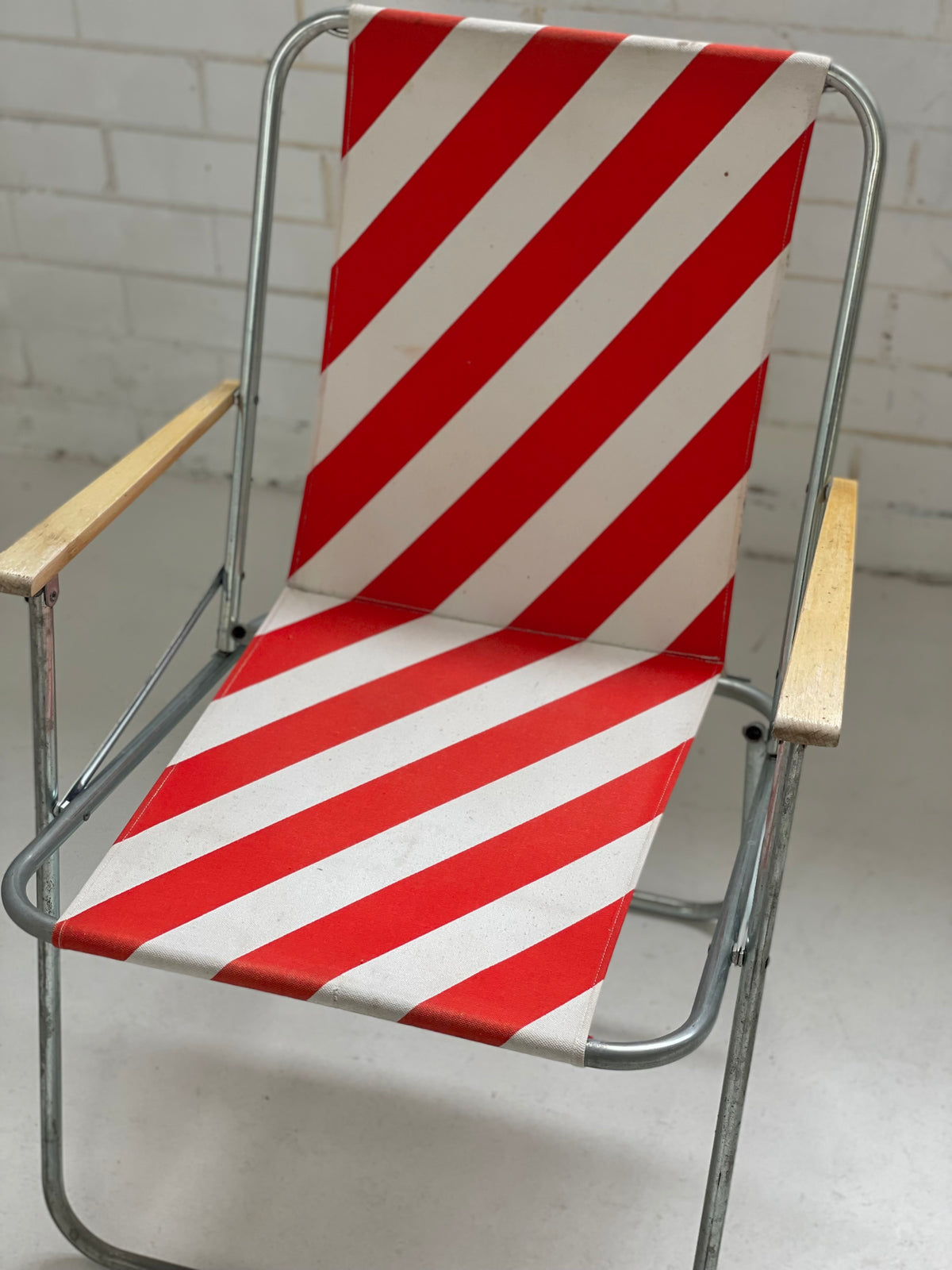 Striped Outdoor Folding Chairs- Set of Seven