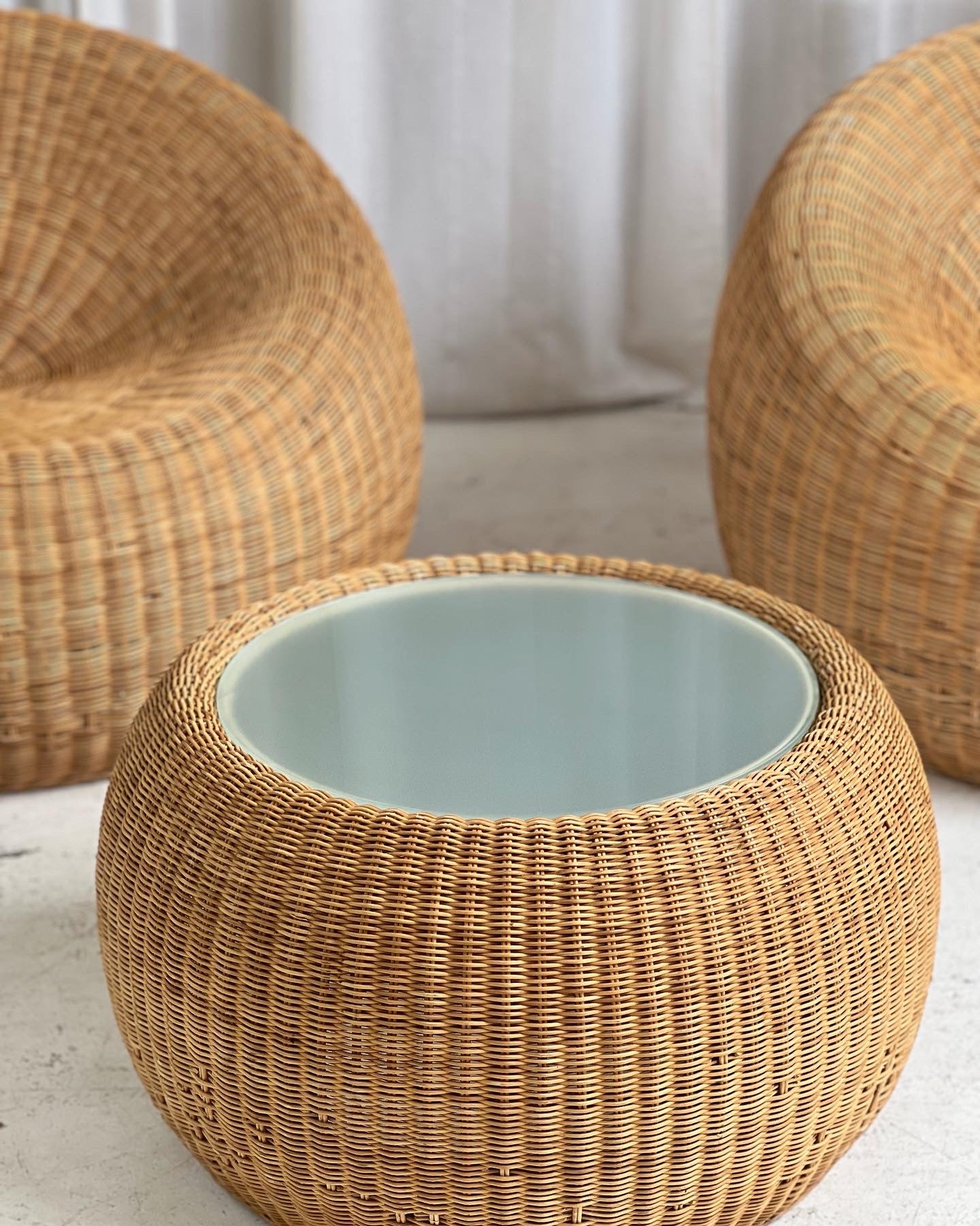 - Vintage Cane Coffee/Side Table - One Available