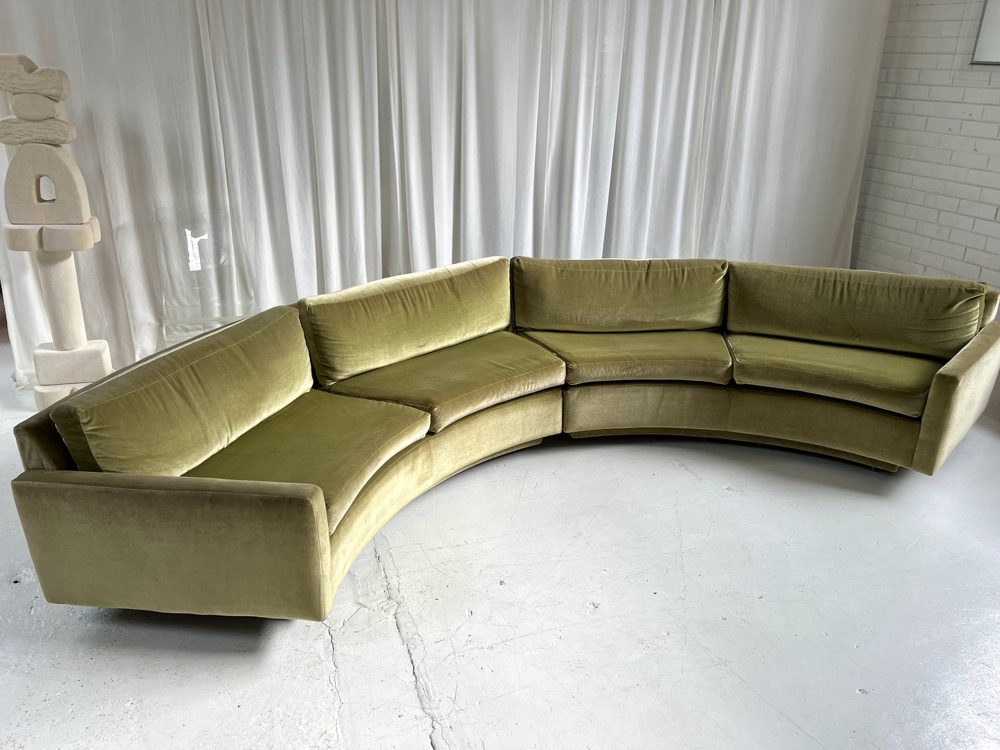 - Vintage Velvet Curved Modular Sofa