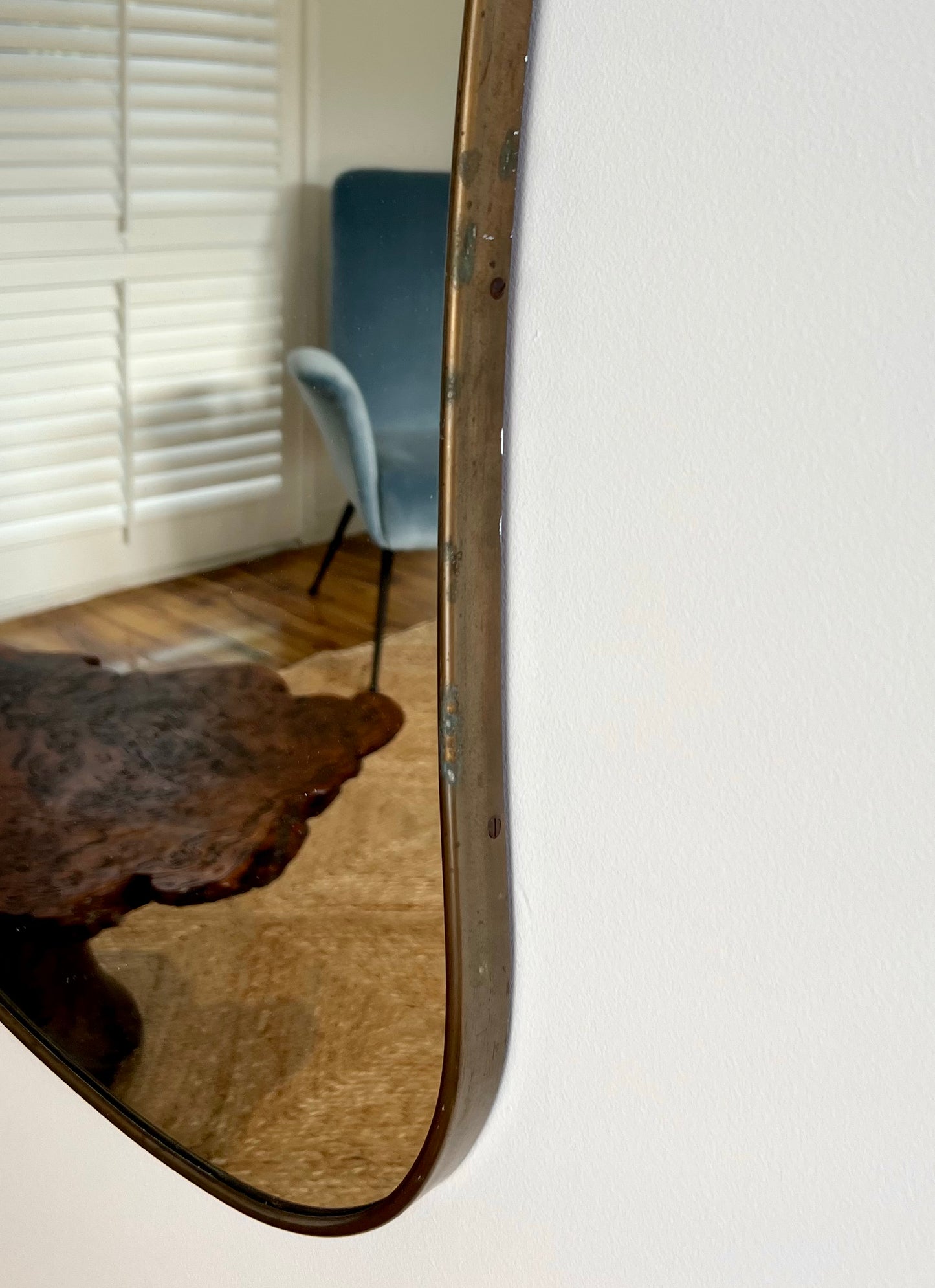 - 1950s Italian Brass Mirror - Curvy