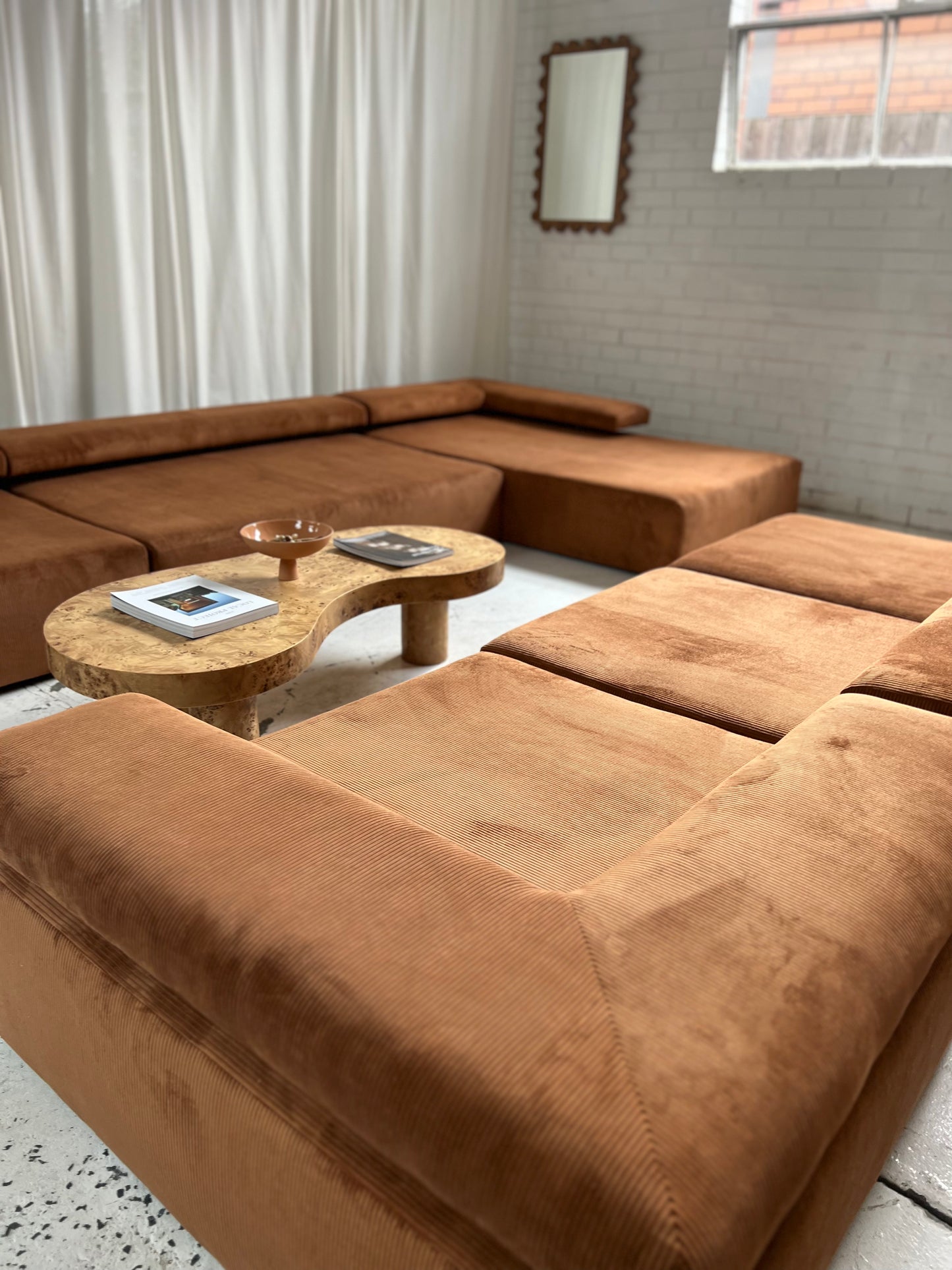 Large Corduroy Modular Sofa