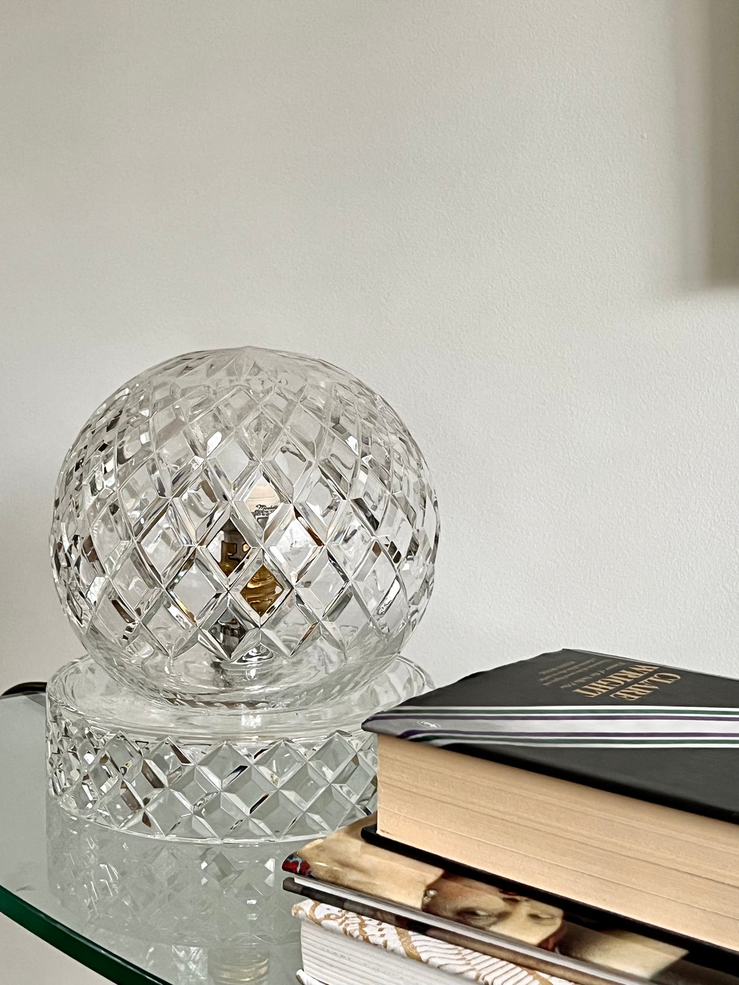 - Large Crystal-Cut Orb Lamp, 1960s