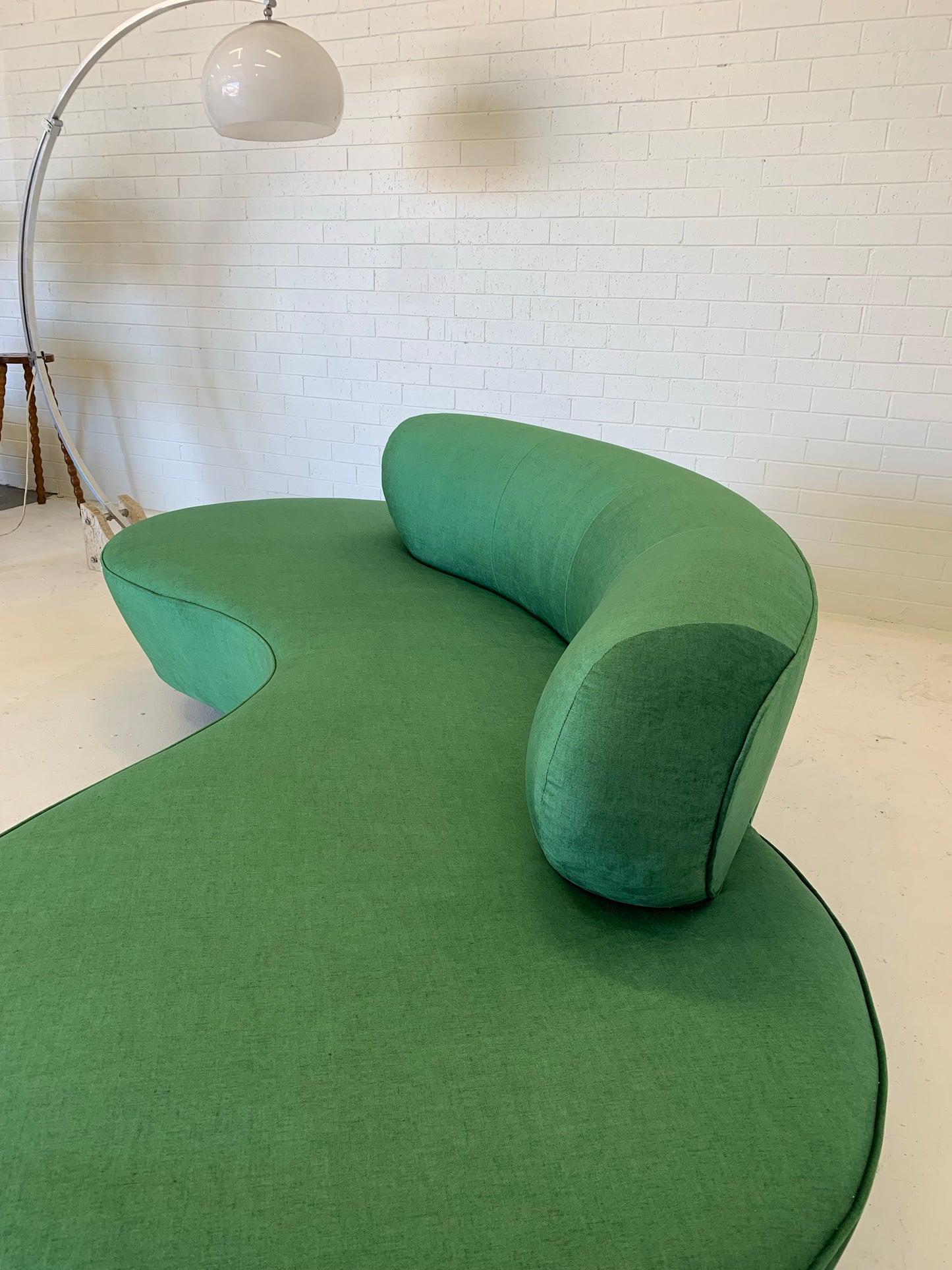 Stunning Green Curved Velvet Sofa