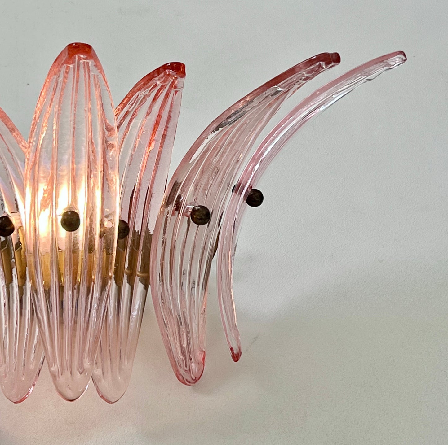 - Pink Murano Palmette Sconce, Italy - Two Available