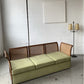 Refurbished Velvet & Rattan Sofa, Circa 1960-70