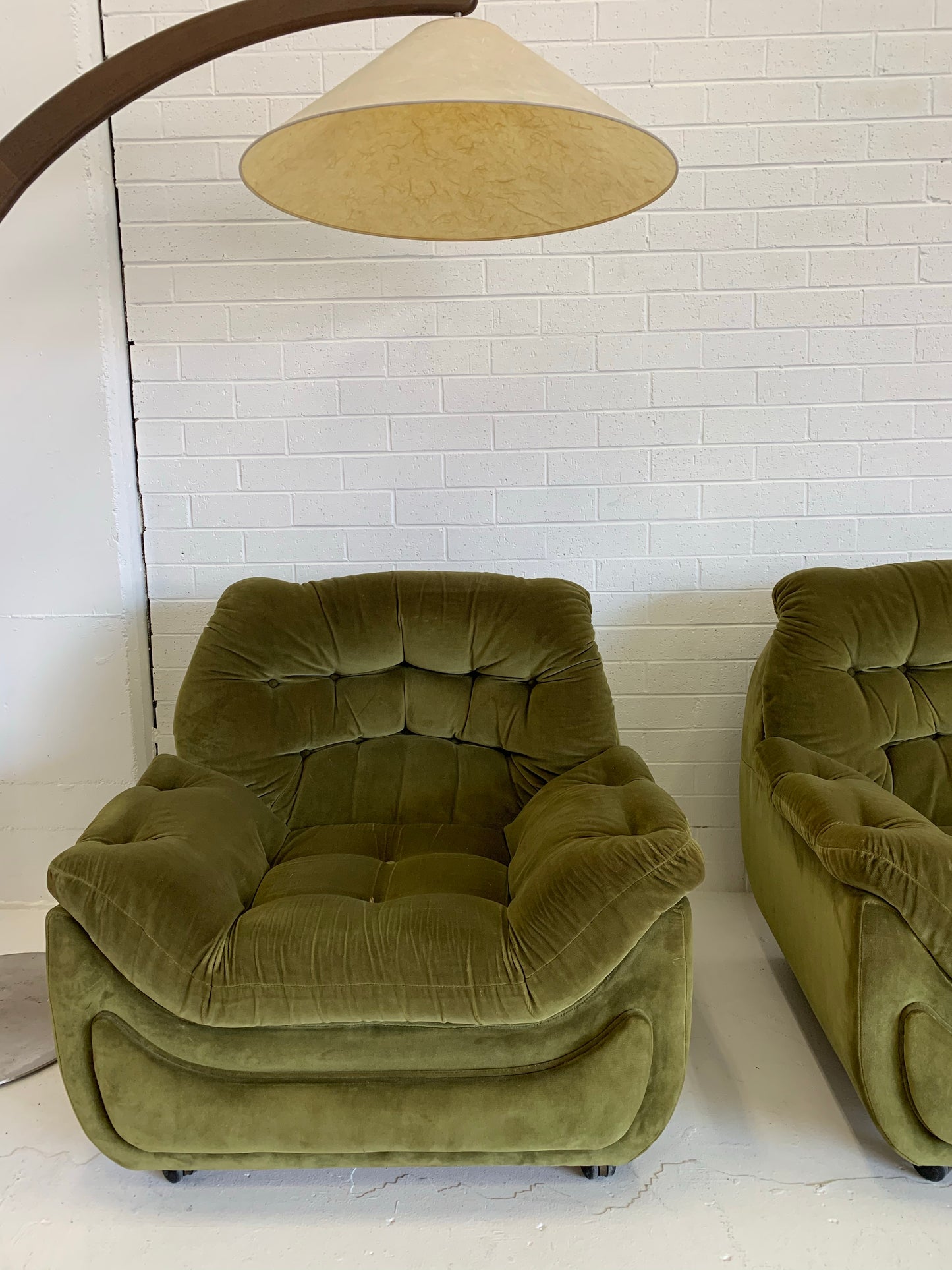 Vintage Green Velvet Armchairs