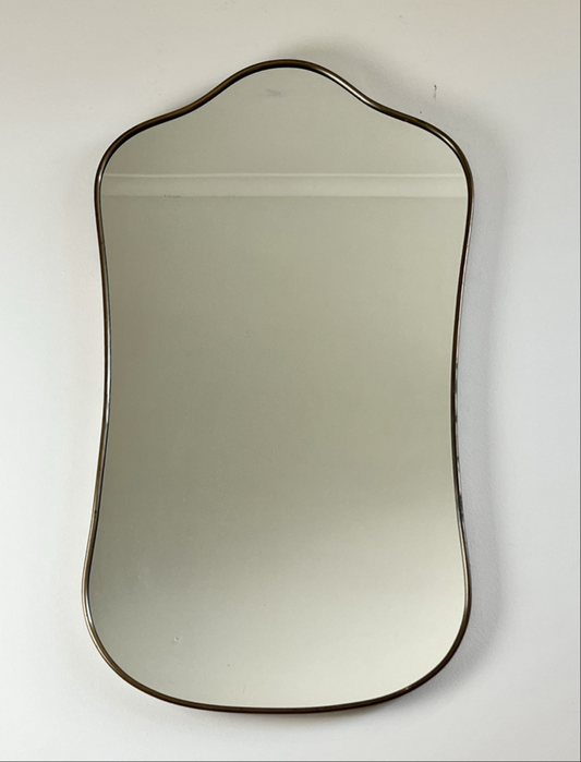 - 1950s Italian Brass Mirror - Curvy