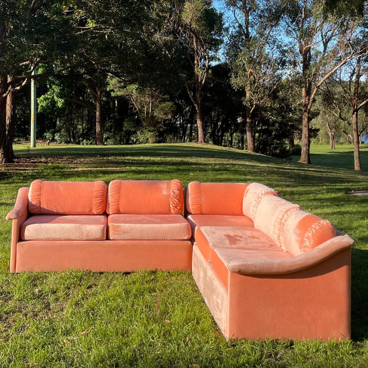 1970s Peach Velvet Louge