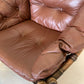 Vintage Cane and Leather Armchair + Ottoman