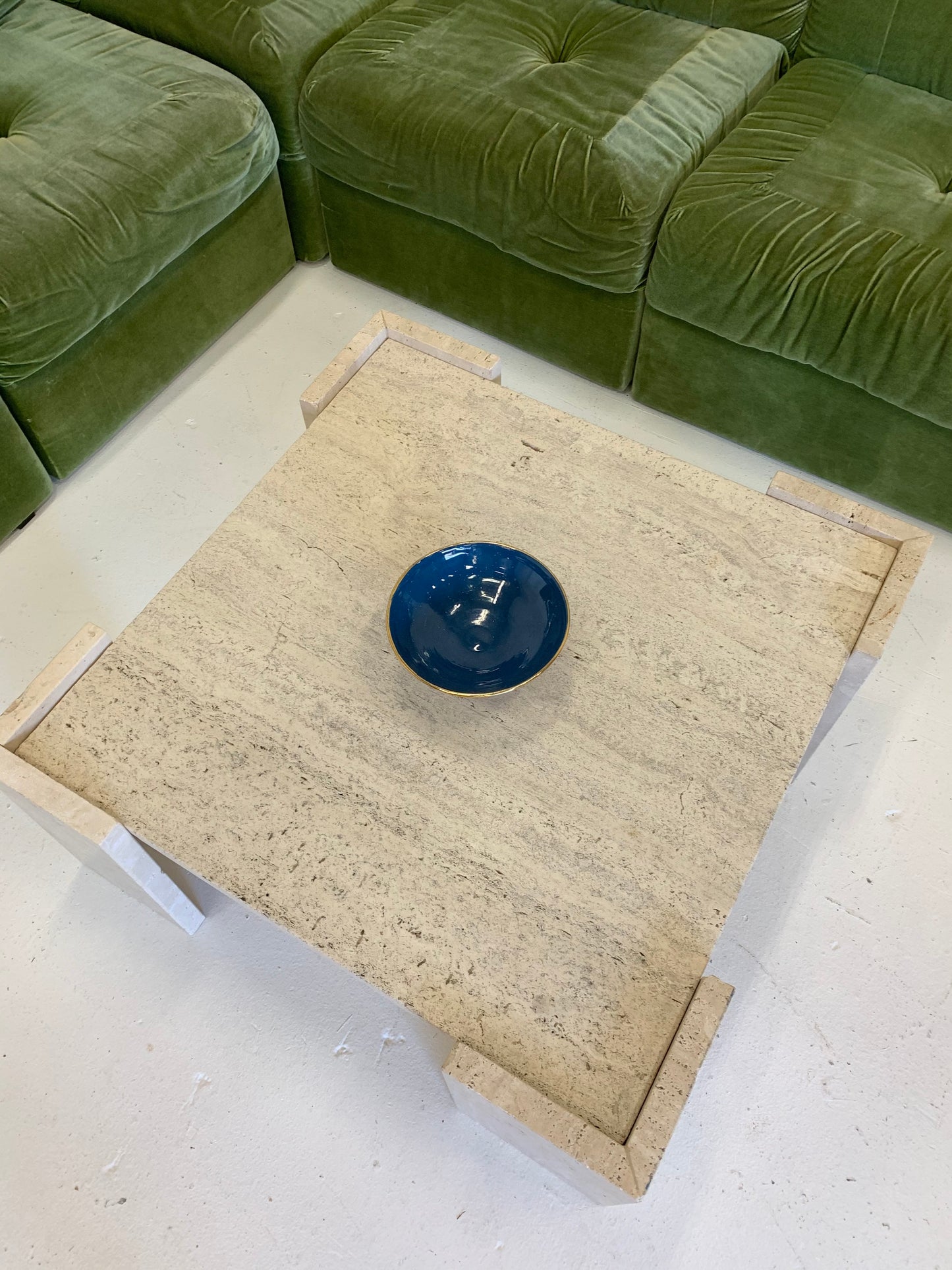 Vintage Unfilled Travertine Coffee Table