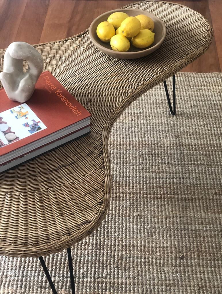 1950s Boomerang Wicker Coffee Table