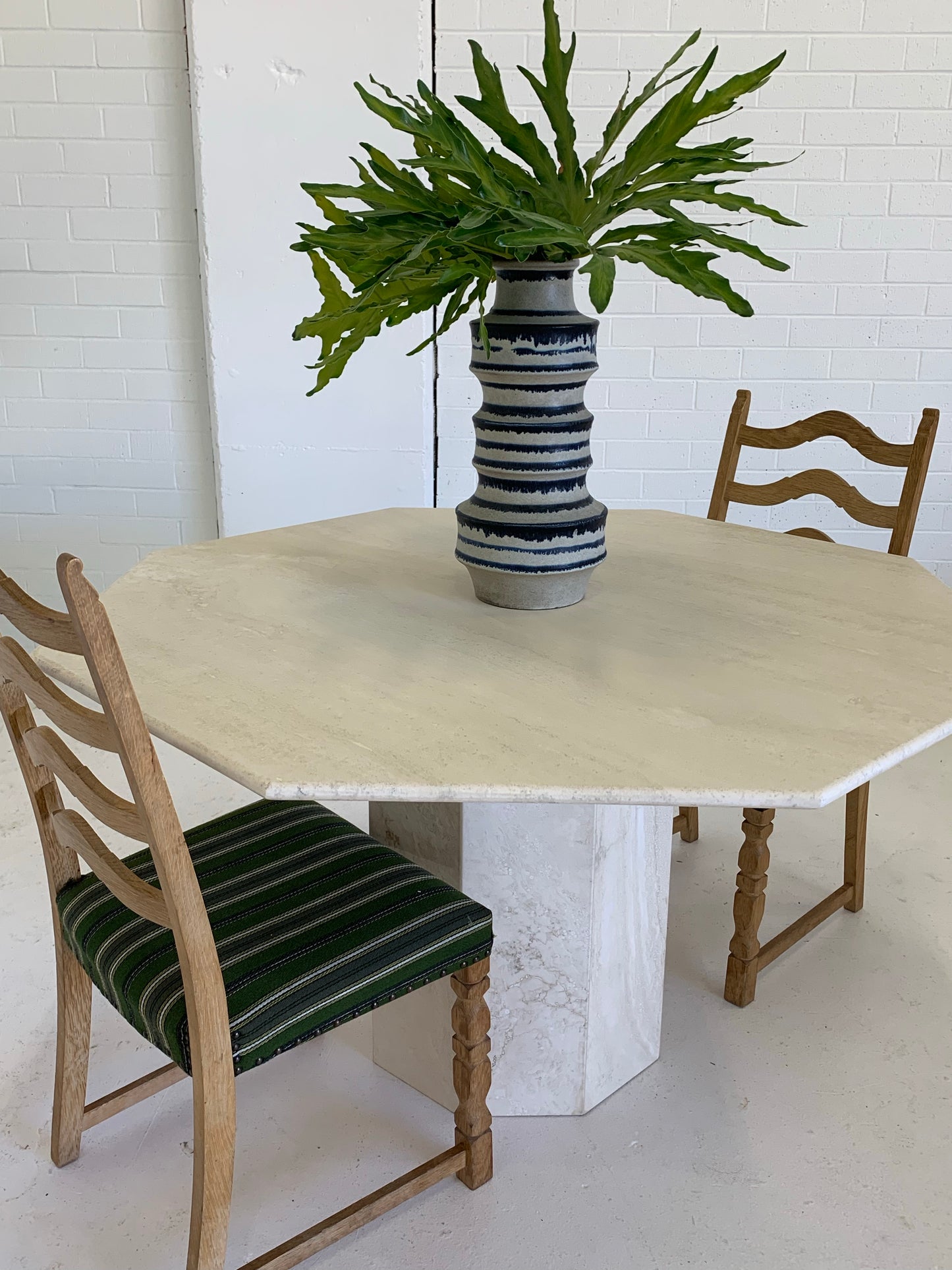 Vintage Honed Travertine Dining Table