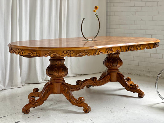 - Large Vintage Burl Carved Table