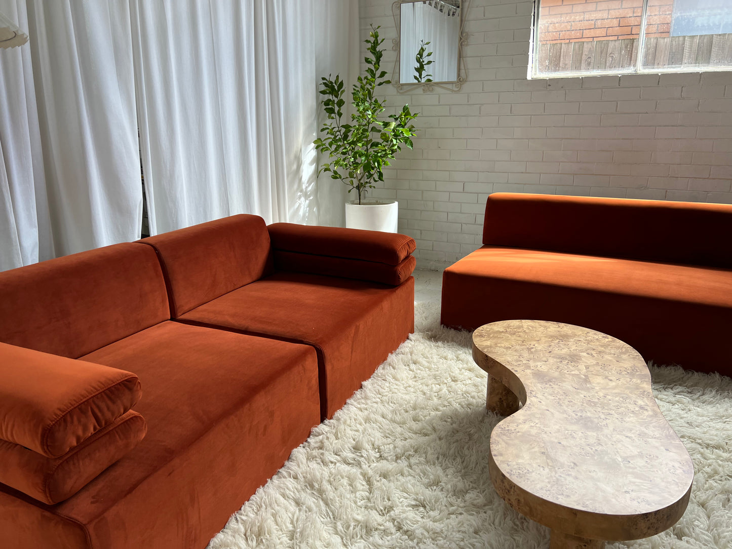- Copper Velvet Modular Sofa Set