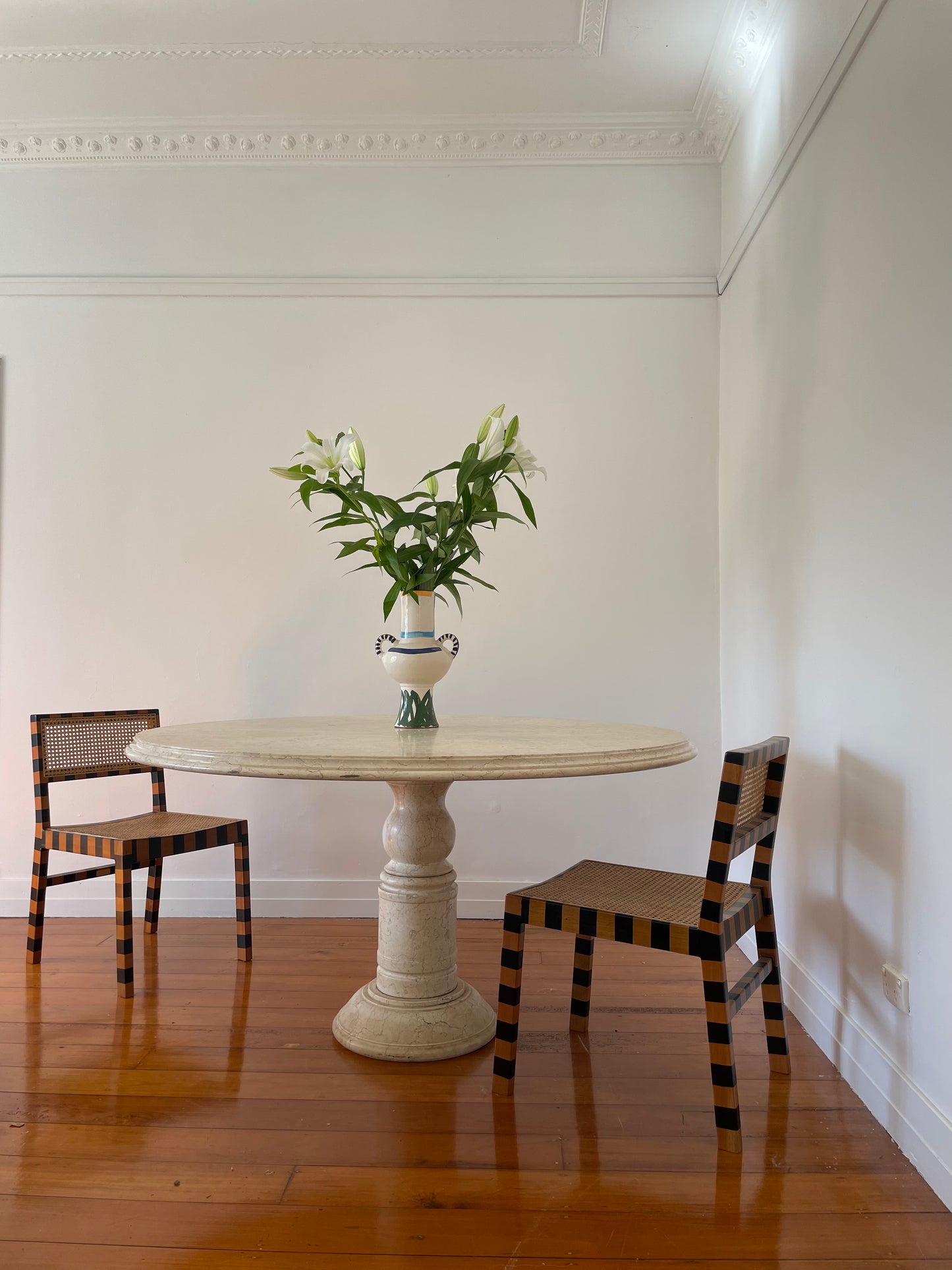 Large Vintage Marble Dining Table
