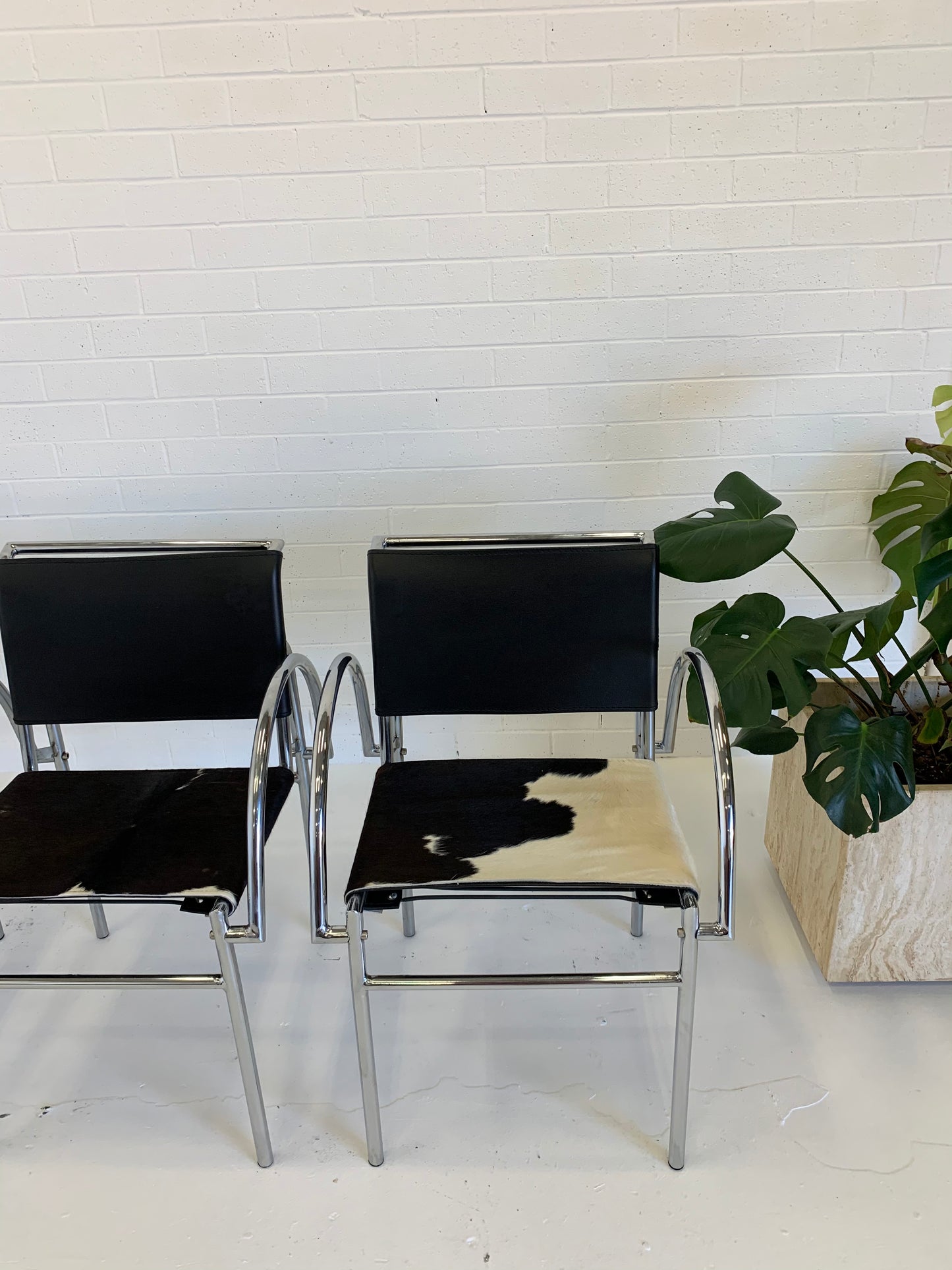 Tubular Chrome Chair with Cowhide Seat