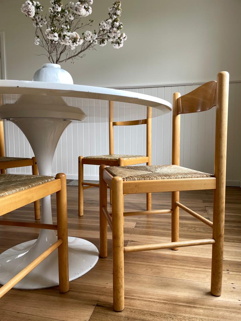 Vintage timber rush dining chairs