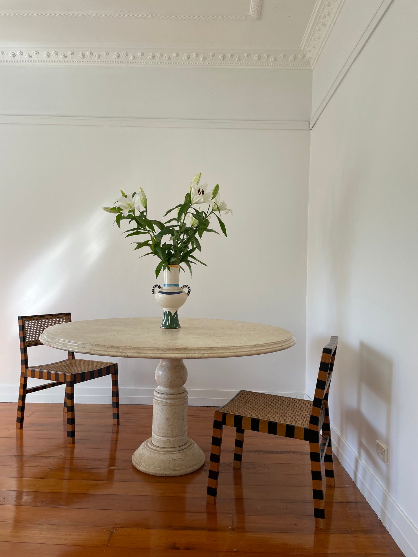 Large Vintage Marble Dining Table