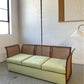 Refurbished Velvet & Rattan Sofa, Circa 1960-70